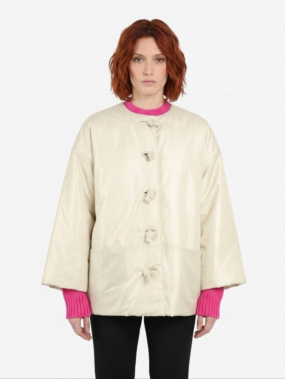 TOTEME Cream Oversized Padded Jacket EU 34 Minimalist Puffer